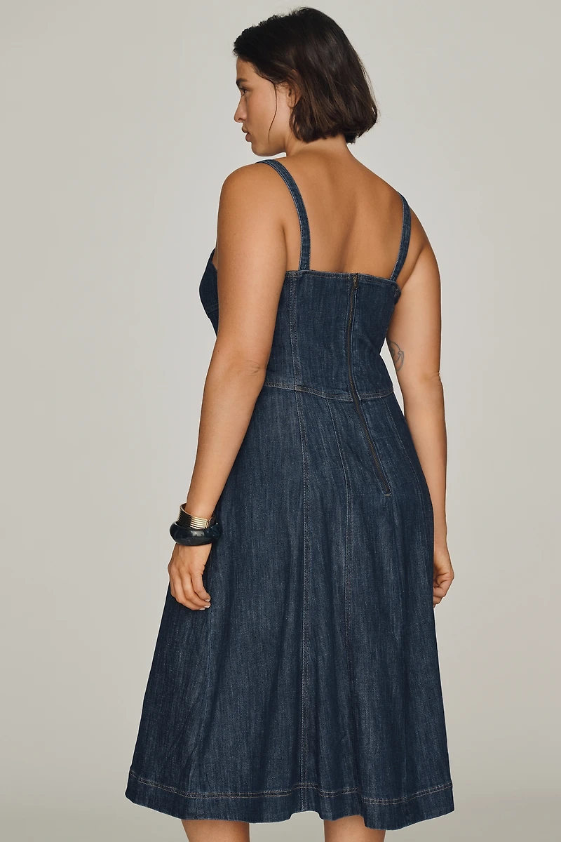 By Anthropologie Denim Waisted Midi Dress