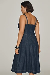By Anthropologie Denim Waisted Midi Dress