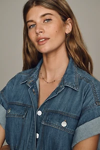Pilcro Cotton Denim Mini Shirt Dress