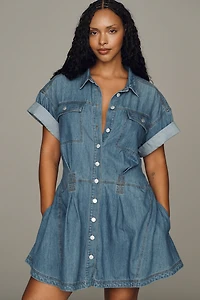 Pilcro Cotton Denim Mini Shirtdress