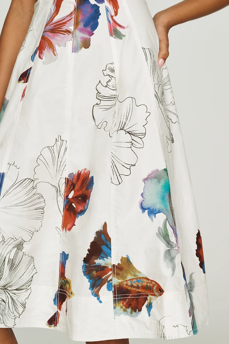 Marin Cotton Poplin Midi Dress by Pilcro