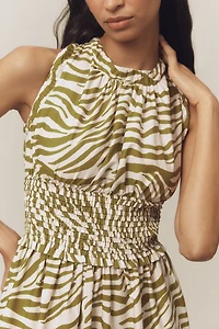 By Anthropologie Sleeveless Poplin Smocked Midi Dress