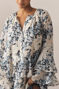 Maeve Long-Sleeve V-Neck Mini Swing Dress