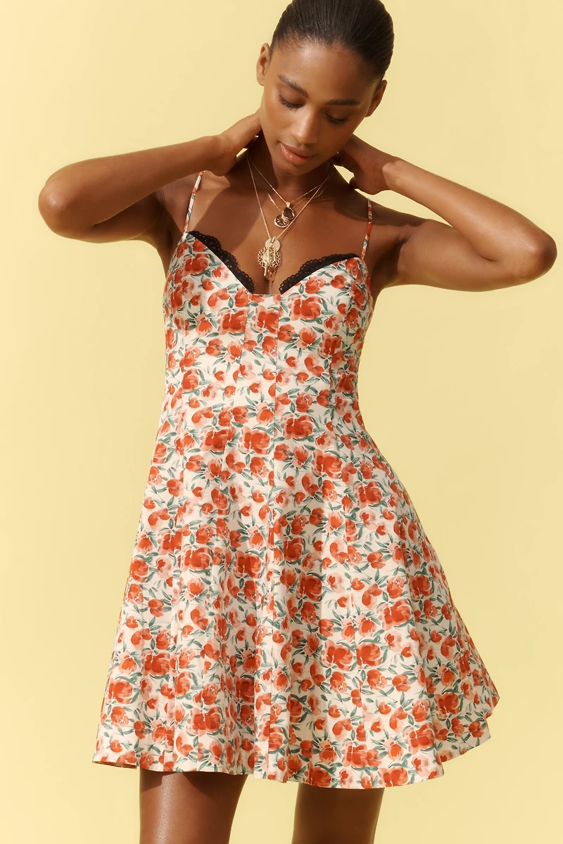 Maeve Lace-Trim Sweetheart Mini Dress