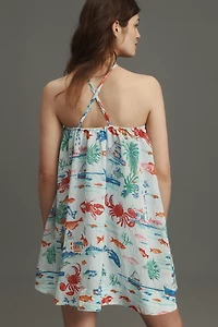 Maeve Printed Halter Swing Mini Dress