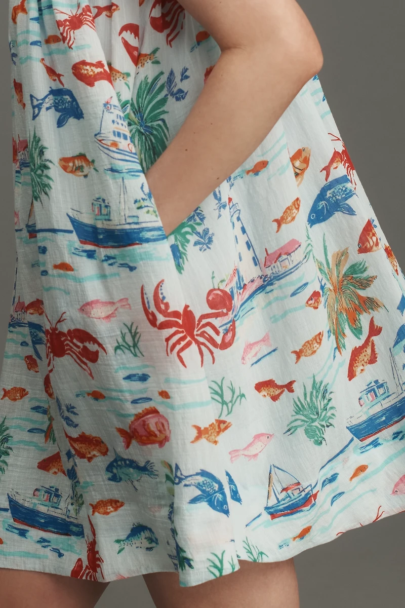 Maeve Printed Halter Swing Mini Dress