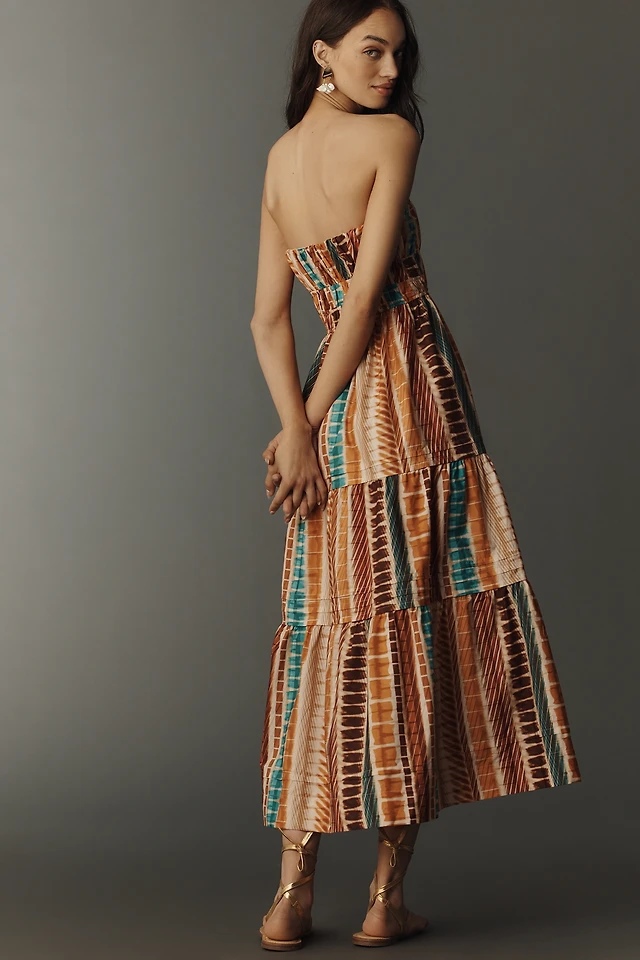 ml monique lhuillier mila chiffon print strapless maxi dress ML Monique Lhuillier Mila Chiffon Print Strapless Maxi Dress