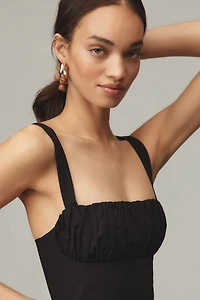 By Anthropologie Drop-Waist Ruched Midi Dress