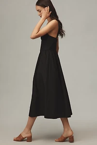 By Anthropologie Drop-Waist Ruched Midi Dress