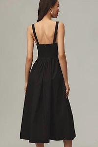 By Anthropologie Drop-Waist Ruched Midi Dress