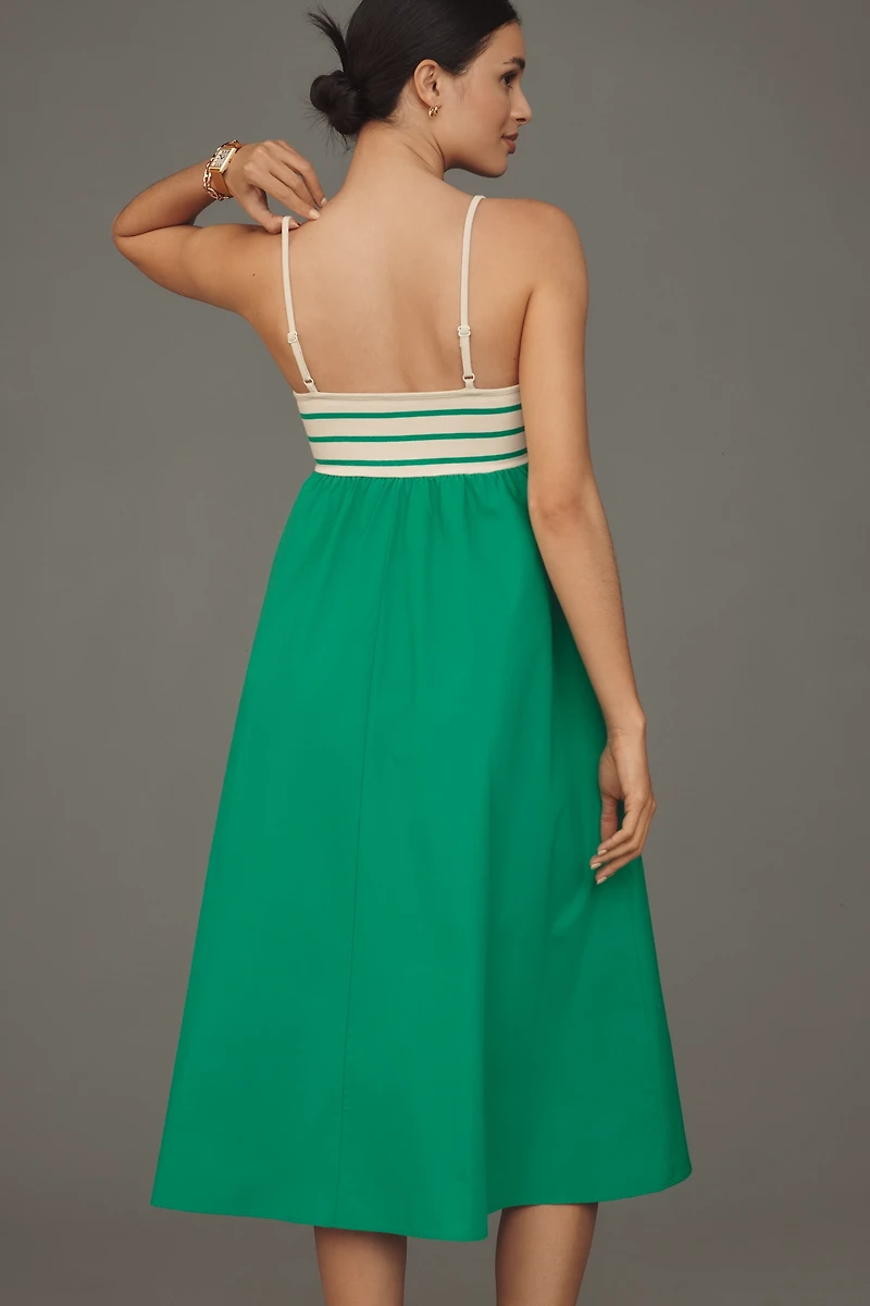 By Anthropologie Square-Neck A-Line Midi Dress