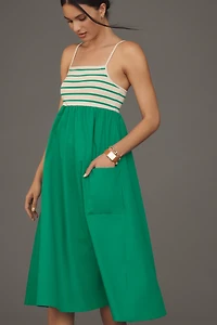 By Anthropologie Square-Neck A-Line Midi Dress