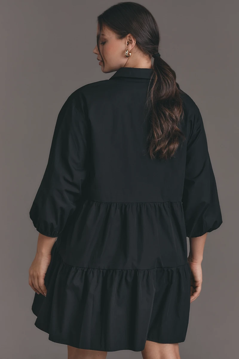 The Bettina Tiered Mini Shirt Dress by Maeve