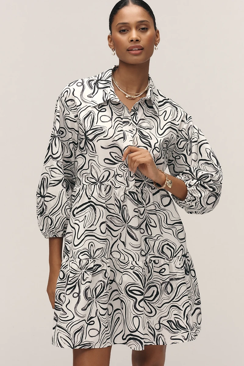 The Bettina Tiered Mini Shirt Dress by Maeve