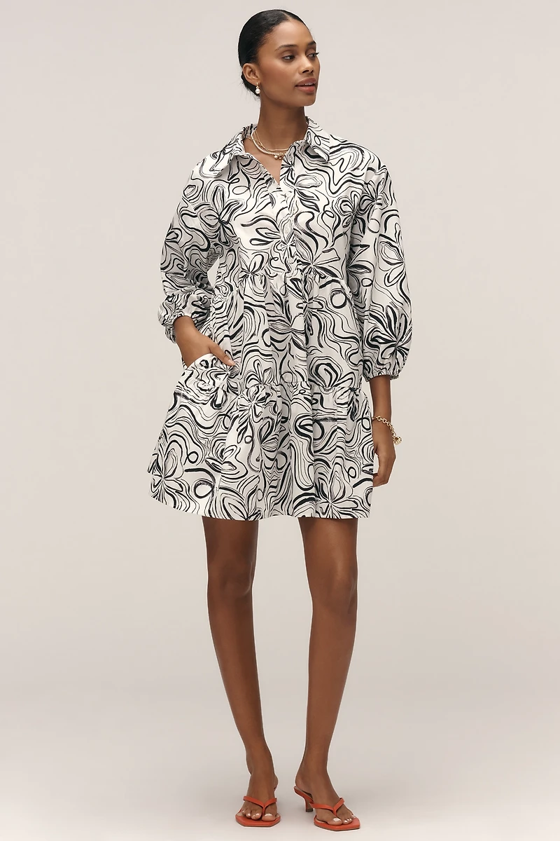 The Bettina Tiered Mini Shirt Dress by Maeve