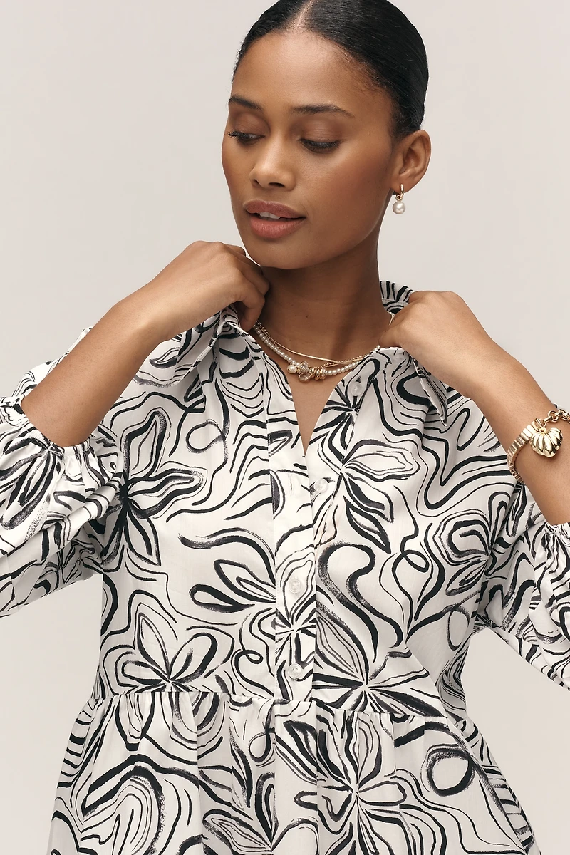 The Bettina Tiered Mini Shirt Dress by Maeve