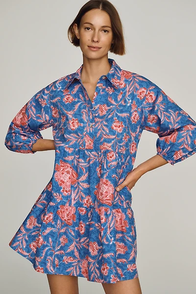The Bettina Tiered Mini Shirt Dress by Maeve