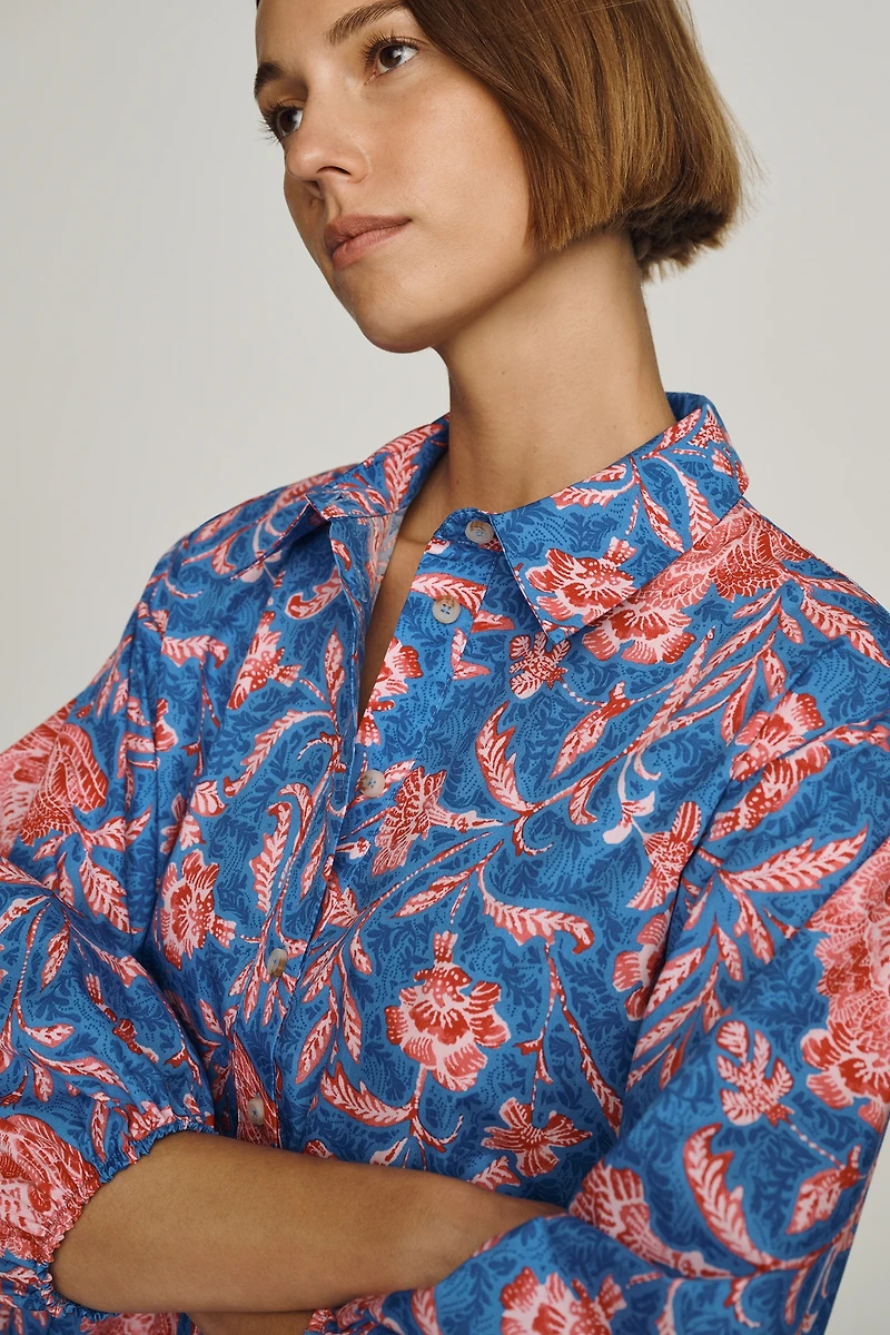 The Bettina Tiered Mini Shirt Dress by Maeve