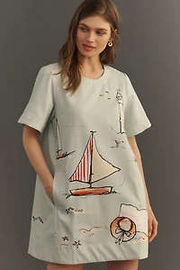 Emmy Short-Sleeve Swing Mini Dress by Maeve