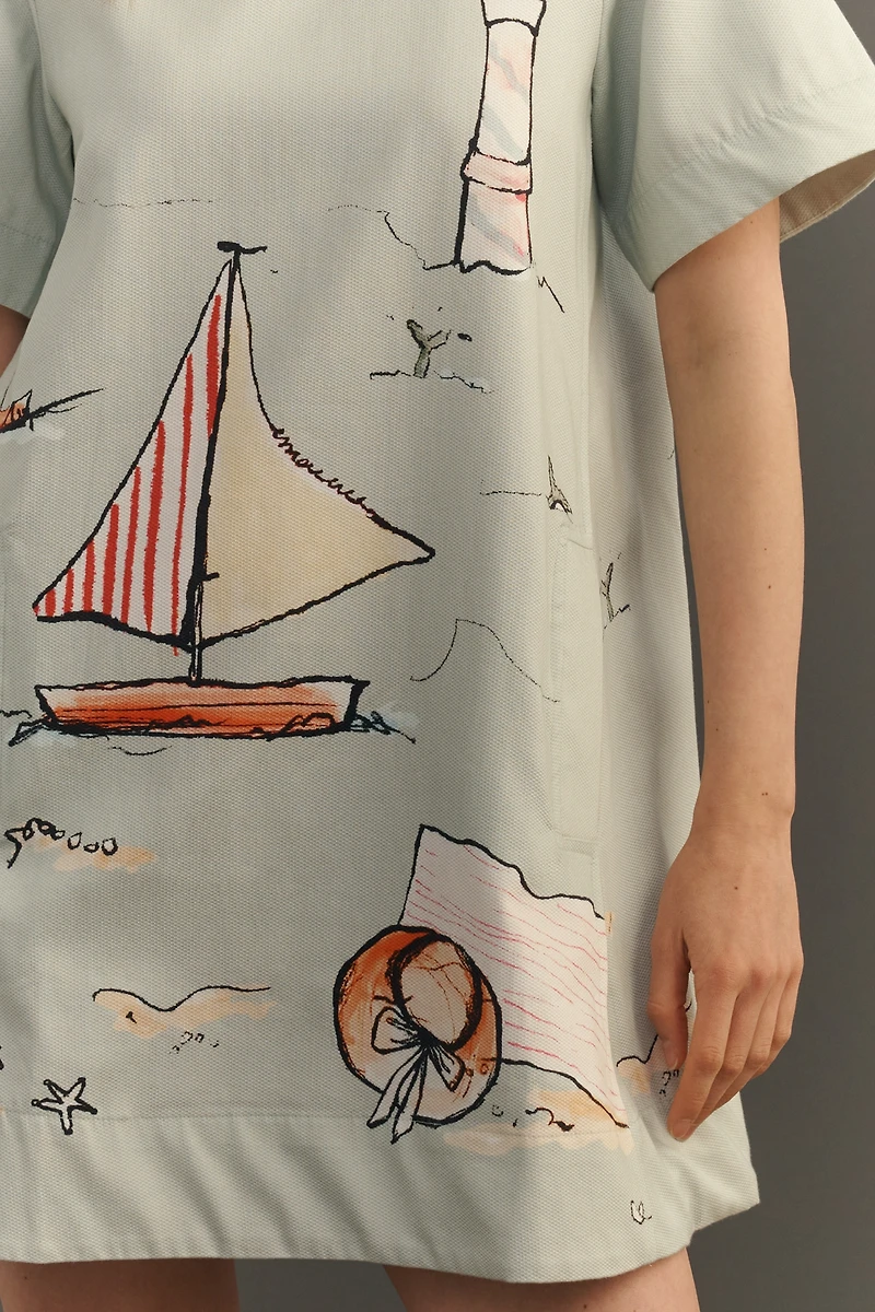 Emmy Short-Sleeve Swing Mini Dress by Maeve