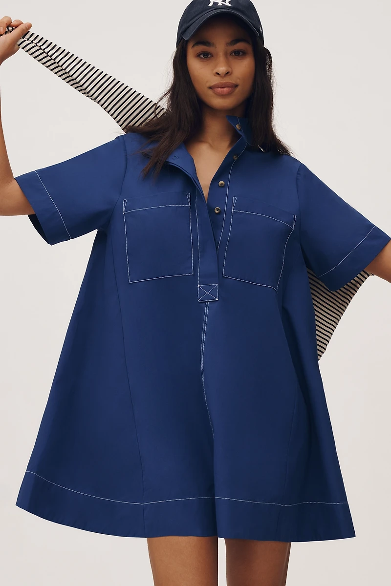 Jeannie Short-Sleeve A-Line Mini Dress by Maeve