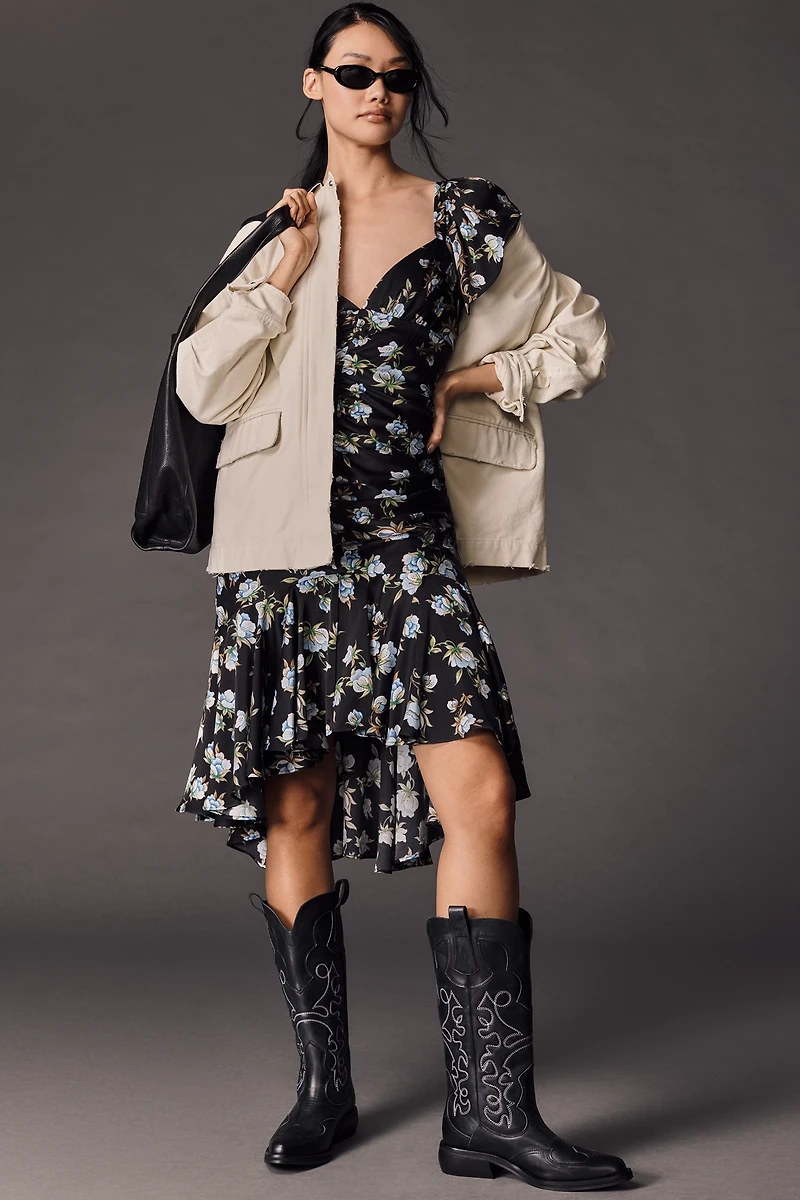By Anthropologie Sweetheart Ruched Drop-Waist Dress