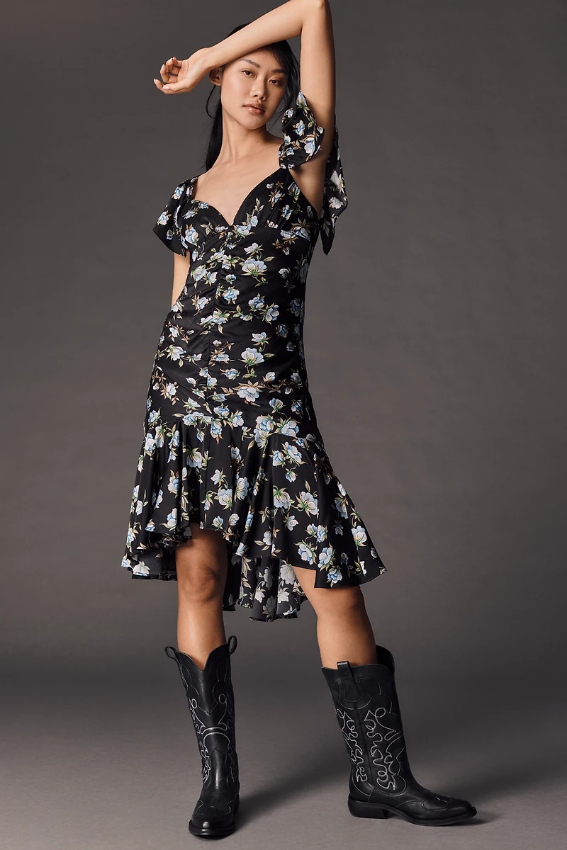 By Anthropologie Sweetheart Ruched Drop-Waist Dress