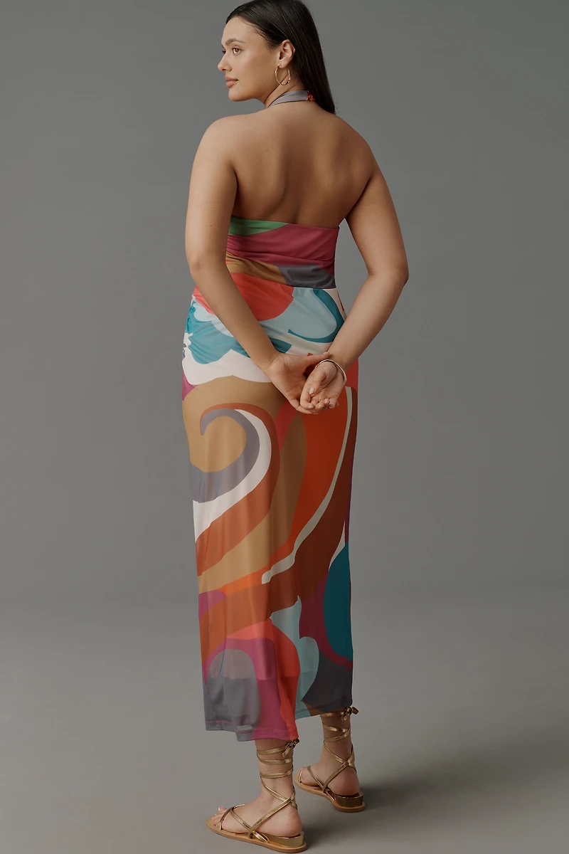 By Anthropologie Square-Neck Halter Midi Dress