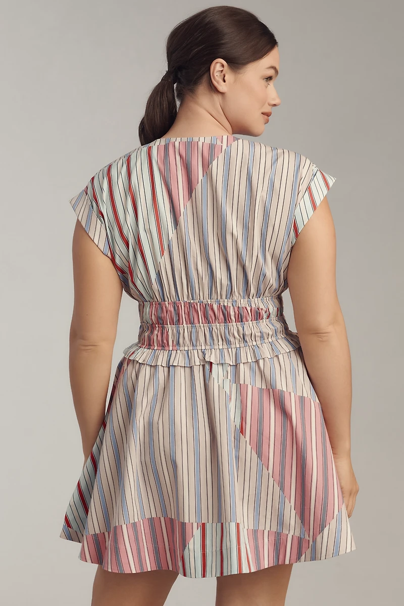 By Anthropologie Cap-Sleeve V-Neck A-Line Mini Dress