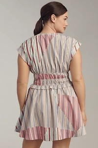 By Anthropologie Cap-Sleeve V-Neck A-Line Mini Dress