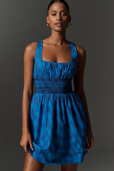 Maeve Sleeveless Square-Neck Smocked Mini Dress