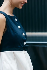 By Anthropologie Sleeveless Boat-Neck Babydoll Mini Dress