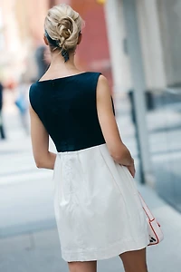 By Anthropologie Sleeveless Boat-Neck Babydoll Mini Dress