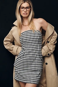 Maeve Strapless Peplum Tweed Mini Dress