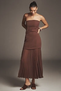 By Anthropologie Strapless Twofer Pleated Midi Dress