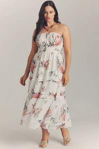 The Somerset Strapless Chiffon Midi Dress
