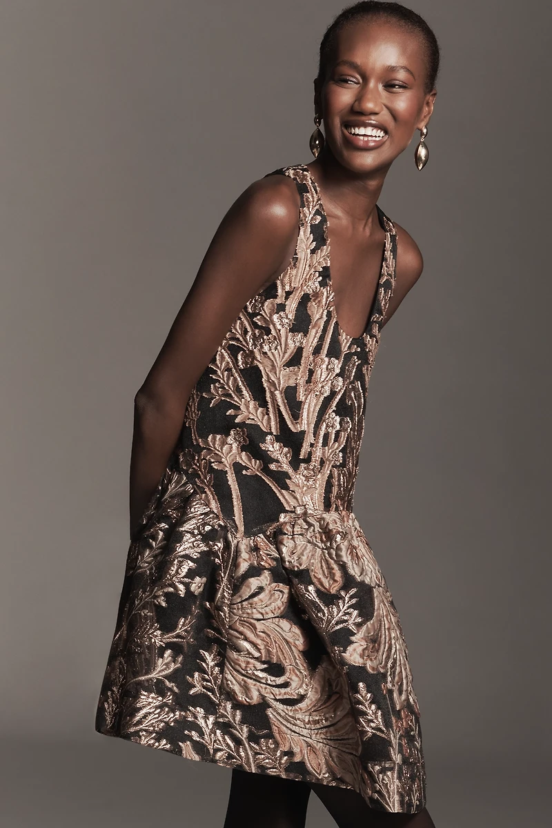 Maeve Brocade Drop-Waist Mini Dress