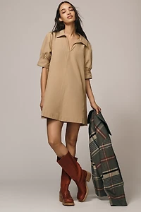 Maeve Puff-Sleeve Mini Shirt Dress