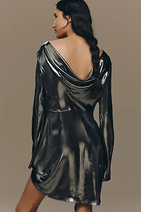 By Anthropologie Long-Sleeve Metallic Mini Dress