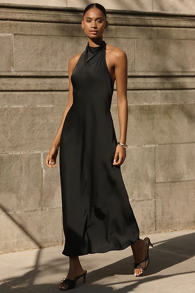 Maeve Jamie Satin Halter Midi Dress