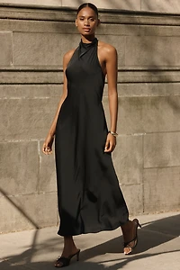 Maeve Jamie Satin Halter Midi Dress
