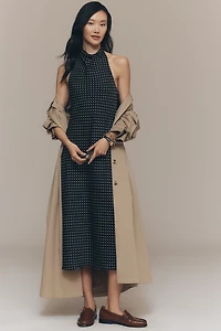 Maeve Cowled Halter Open-Back Midi Dress