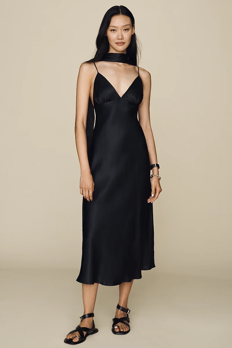 Clara Printed V-Neck A-Line Midi Dress by Maeve