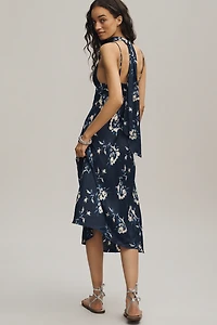 The Clara Printed V-Neck A-Line Midi Dress by Maeve