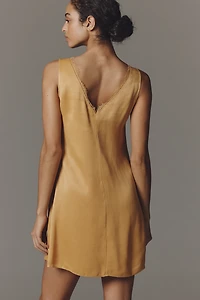 By Anthropologie Sleeveless Lace-Trim Mini Slip Dress