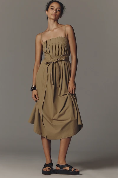 By Anthropologie Utility Pleated Midi Dress