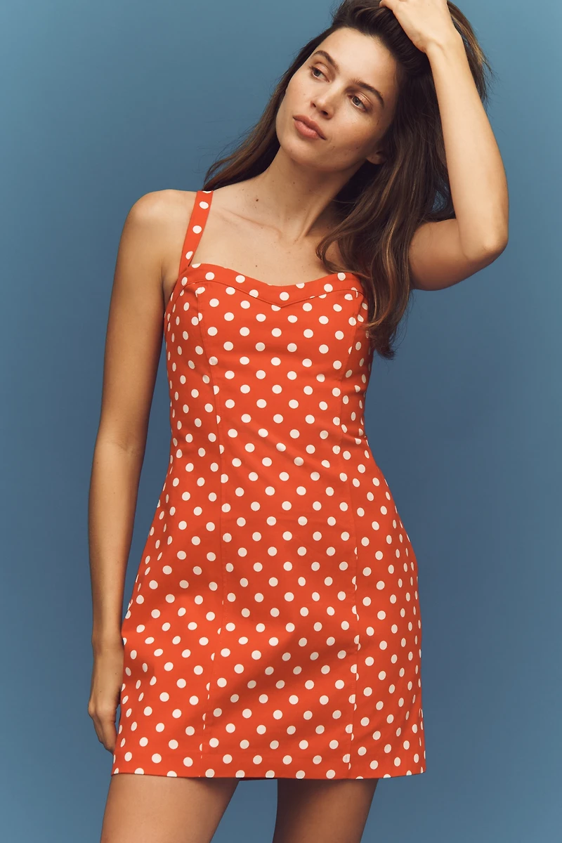 Maeve Sweetheart Polka Dot Mini Dress