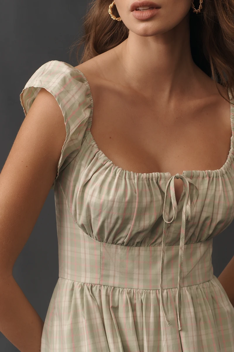 By Anthropologie Flutter-Sleeve Square-Neck Midi Dress