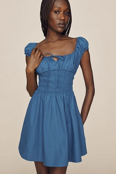 By Anthropologie Cotton Smocked Mini Dress