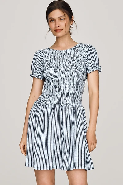 Maeve Margie Smocked Stripe Mini Dress